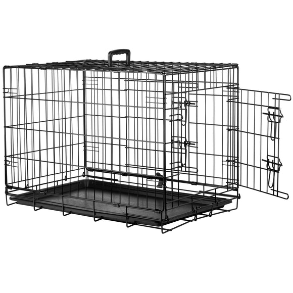 Flamingo Keo Black Metal Dog Cage – Medium Size, Sturdy and Secure Design 47x77x54cm