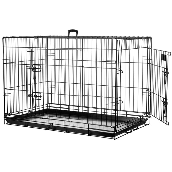 Flamingo Ebo Black Metal Dog Cage – Large Size, Sturdy and Secure Design