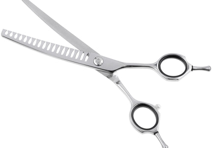 Jargem Curved Chunkers 6.5" – Professional 18-Tooth Single-Sided Thinning Shears, Precision Cut