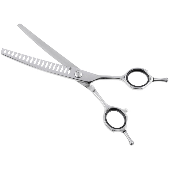 Jargem Curved Chunkers 6.5" – Professional 18-Tooth Single-Sided Thinning Shears, Precision Cut
