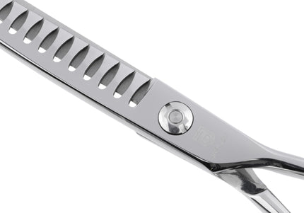 Jargem Curved Chunkers 6.5" – Professional 18-Tooth Single-Sided Thinning Shears, Precision Cut