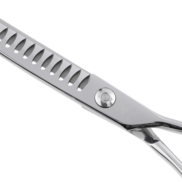 Jargem Curved Chunkers 6.5" – Professional 18-Tooth Single-Sided Thinning Shears, Precision Cut