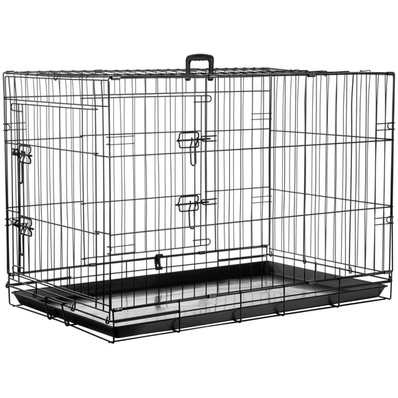 Flamingo Mezo Black Metal Dog Cage – Large Size, Sturdy and Secure Design