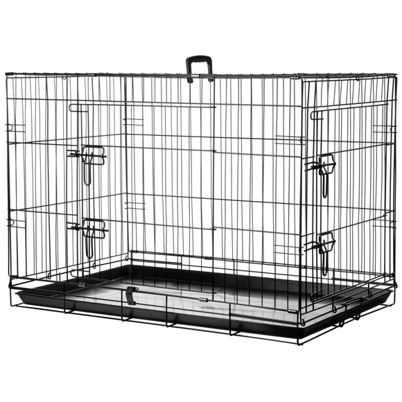 Flamingo Mezo Black Metal Dog Cage – Large Size, Sturdy and Secure Design