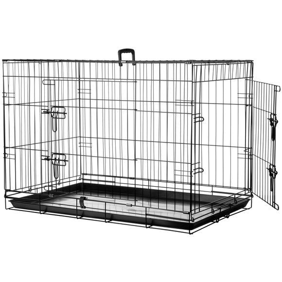 Flamingo Mezo Black Metal Dog Cage – Large Size, Sturdy and Secure Design