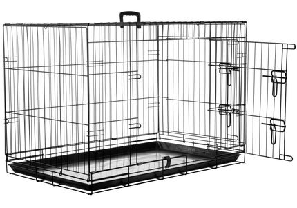 Flamingo Mezo Black Metal Dog Cage – Large Size, Sturdy and Secure Design
