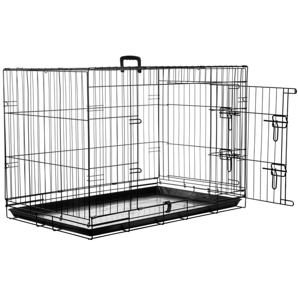 Flamingo Mezo Black Metal Dog Cage – Large Size, Sturdy and Secure Design