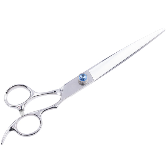 Jargem Lefty Straight Scissors 7.5in – Left-Handed Grooming Shears with Diamond Accent, Precision Cut