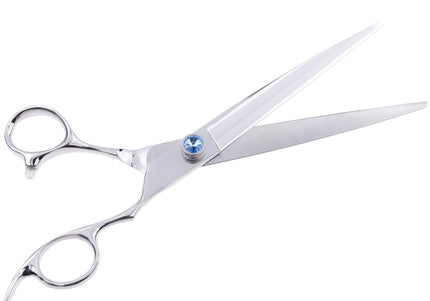 Jargem Lefty Straight Scissors 7.5in – Left-Handed Grooming Shears with Diamond Accent, Precision Cut