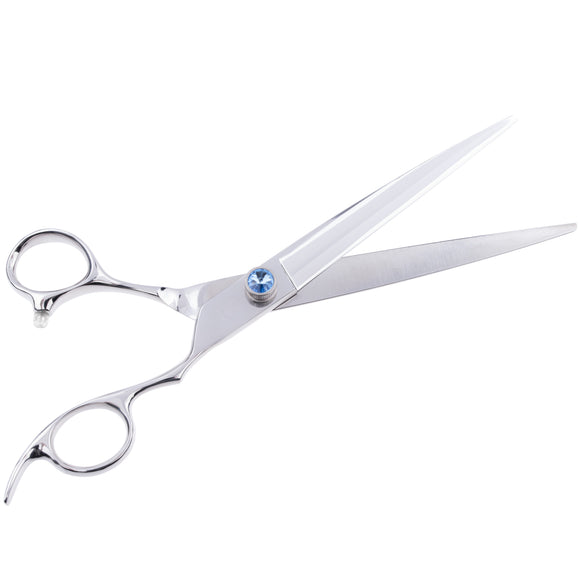 Jargem Lefty Straight Scissors 7.5in – Left-Handed Grooming Shears with Diamond Accent, Precision Cut