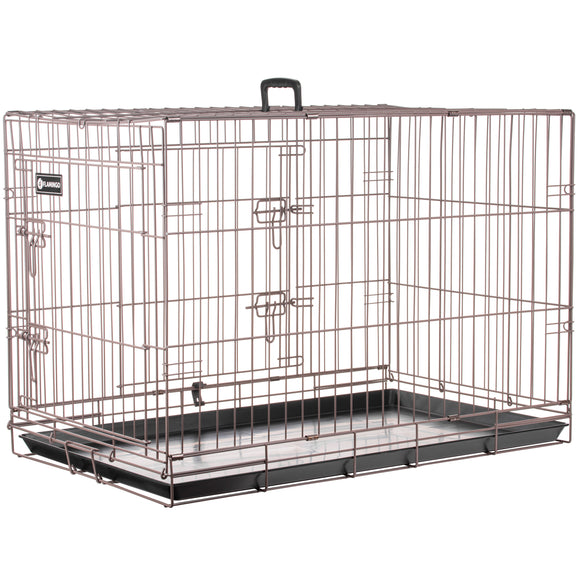 Flamingo Ebo Taupe Metal Dog Cage – Large Size, Sturdy Secure Design, 56x92x64cm