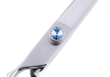 Jargem Lefty Straight Scissors 7.5in – Left-Handed Grooming Shears with Diamond Accent, Precision Cut