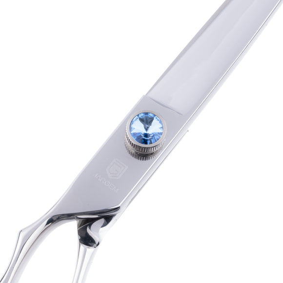 Jargem Lefty Straight Scissors 7.5in – Left-Handed Grooming Shears with Diamond Accent, Precision Cut