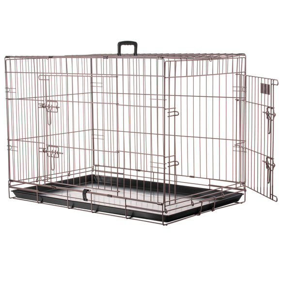 Flamingo Ebo Taupe Metal Dog Cage – Large Size, Sturdy Secure Design, 56x92x64cm
