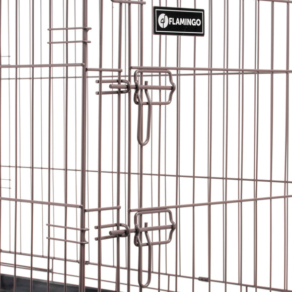 Flamingo Ebo Taupe Metal Dog Cage – Large Size, Sturdy Secure Design, 56x92x64cm