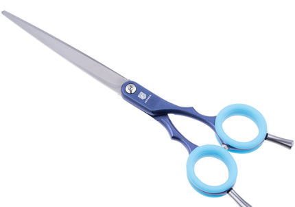 Jargem Asian Style Light Straight Scissors 6.5" – Ultra-Light, Colored Rings, Purple Finish