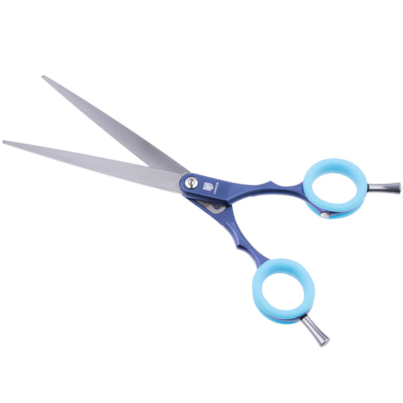 Jargem Asian Style Light Straight Scissors 6.5" – Ultra-Light, Colored Rings, Purple Finish