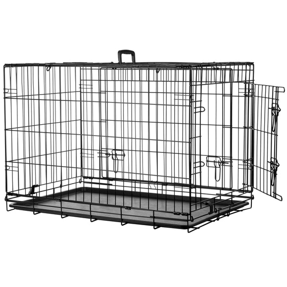 Flamingo Nyo Black Metal Dog Cage – Lift-Up Door, Large 59x93x62.5cm, Durable Design