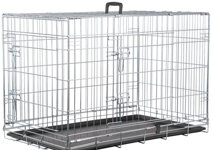 Flamingo Keo Silver Metal Dog Cage – Large, Durable Secure Crate with Easy Access Doors