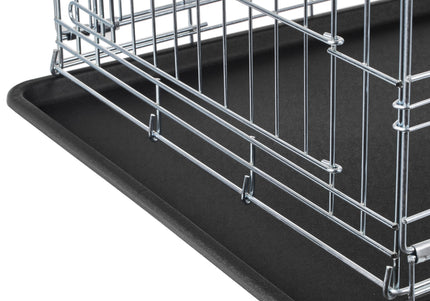 Flamingo Keo Silver Metal Dog Cage – Large, Durable Secure Crate with Easy Access Doors
