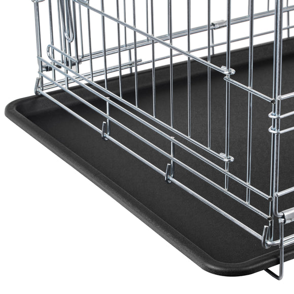 Flamingo Keo Silver Metal Dog Cage – Large, Durable Secure Crate with Easy Access Doors