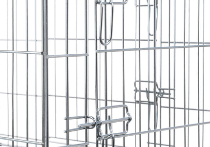 Flamingo Keo Silver Metal Dog Cage – Large, Durable Secure Crate with Easy Access Doors