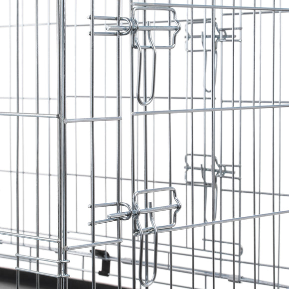 Flamingo Keo Silver Metal Dog Cage – Large, Durable Secure Crate with Easy Access Doors