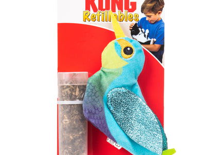KONG Cat Refillables Catnip Hummingbird – Shiny Plush Toy with Refillable Catnip Pouch
