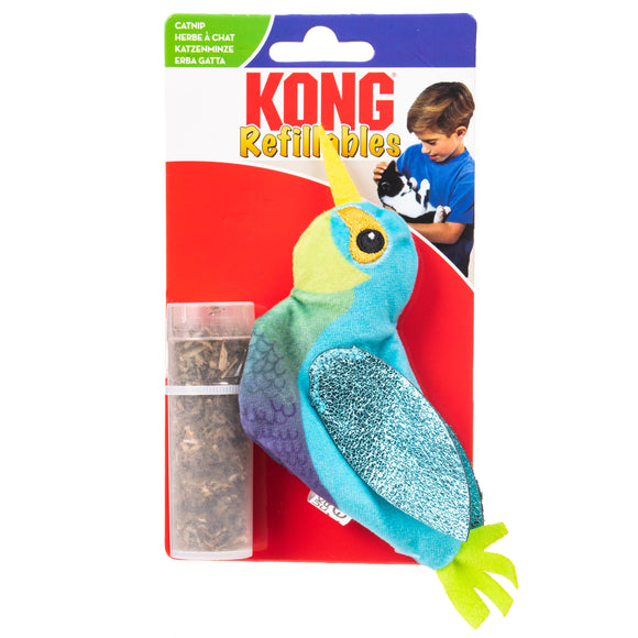 KONG Cat Refillables Catnip Hummingbird – Shiny Plush Toy with Refillable Catnip Pouch