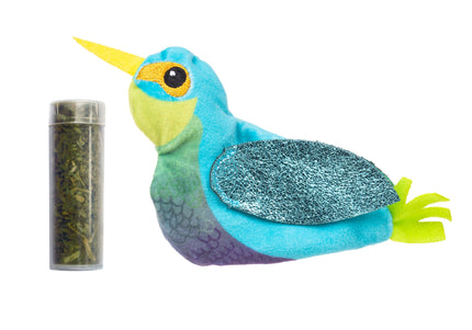 KONG Cat Refillables Catnip Hummingbird – Shiny Plush Toy with Refillable Catnip Pouch