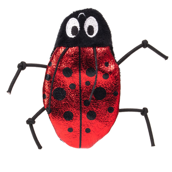 KONG Cat Refillables Catnip Ladybug – Shiny Plush Toy with Refillable Catnip Pouch