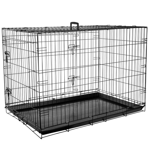Flamingo Mezo Black Metal Dog Cage XL – Sturdy Spacious Crate with Secure Double Doors