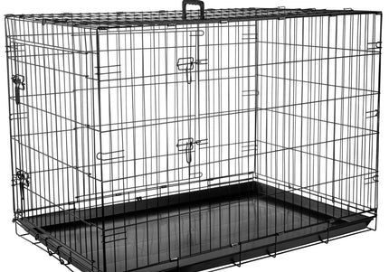 Flamingo Mezo Black Metal Dog Cage XXL – Sturdy Spacious Crate with Secure Double Doors