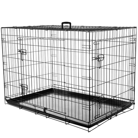 Flamingo Mezo Black Metal Dog Cage XL – Sturdy Spacious Crate with Secure Double Doors