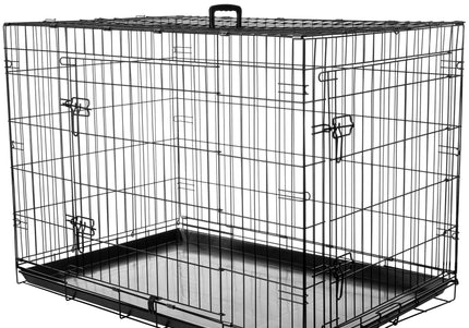 Flamingo Mezo Black Metal Dog Cage XXL – Sturdy Spacious Crate with Secure Double Doors