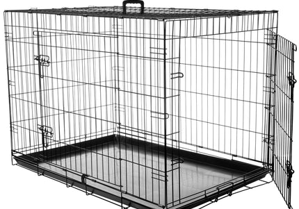 Flamingo Mezo Black Metal Dog Cage XXL – Sturdy Spacious Crate with Secure Double Doors