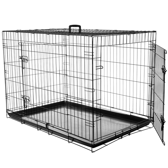 Flamingo Mezo Black Metal Dog Cage XXL – Sturdy Spacious Crate with Secure Double Doors