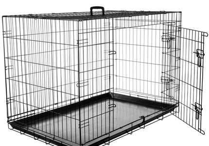 Flamingo Mezo Black Metal Dog Cage XXL – Sturdy Spacious Crate with Secure Double Doors