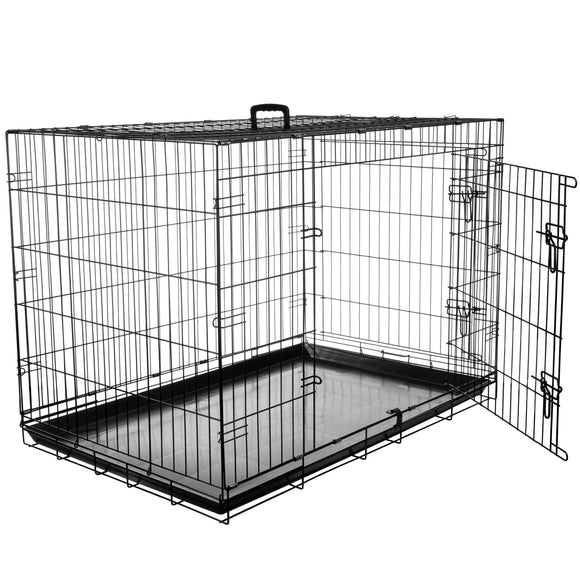 Flamingo Mezo Black Metal Dog Cage XXL – Sturdy Spacious Crate with Secure Double Doors