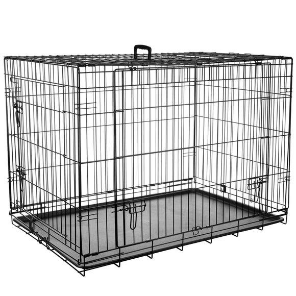 Flamingo Nyo Black Metal Dog Cage – XXL 77x124x81.5cm, Lift-Up Door Design