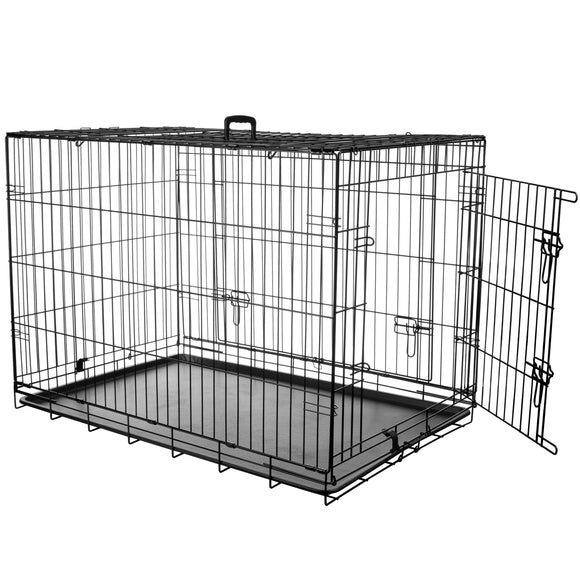 Flamingo Nyo Black Metal Dog Cage – XXL 77x124x81.5cm, Lift-Up Door Design