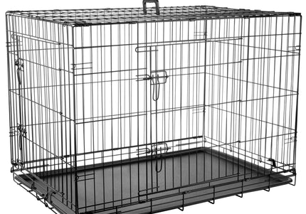 Flamingo Keo Black Metal Dog Cage XL – Sturdy Spacious Crate with Secure Double Doors