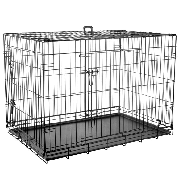 Flamingo Keo Black Metal Dog Cage XL – Sturdy Spacious Crate with Secure Double Doors