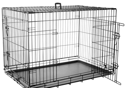 Flamingo Keo Black Metal Dog Cage XL – Sturdy Spacious Crate with Secure Double Doors