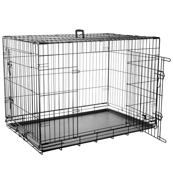 Flamingo Keo Black Metal Dog Cage XL – Sturdy Spacious Crate with Secure Double Doors