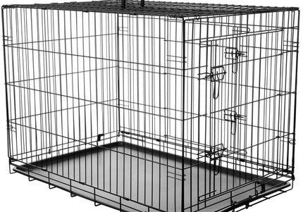 Flamingo Keo Black Metal Dog Cage XL – Sturdy Spacious Crate with Secure Double Doors