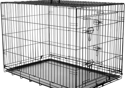 Flamingo Keo Black Metal Dog Cage XXL – Heavy-Duty Spacious Secure Crate, 76x120x82cm