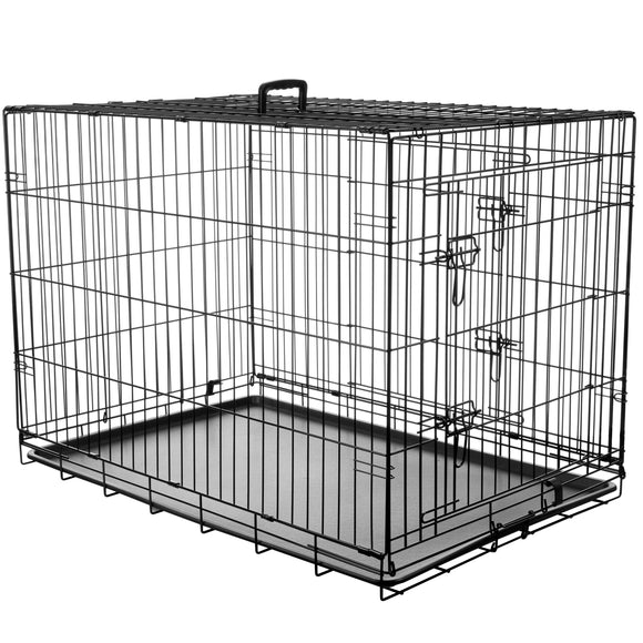 Flamingo Keo Black Metal Dog Cage XXL – Heavy-Duty Spacious Secure Crate, 76x120x82cm