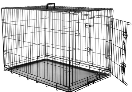 Flamingo Keo Black Metal Dog Cage XL – Sturdy Spacious Crate with Secure Double Doors