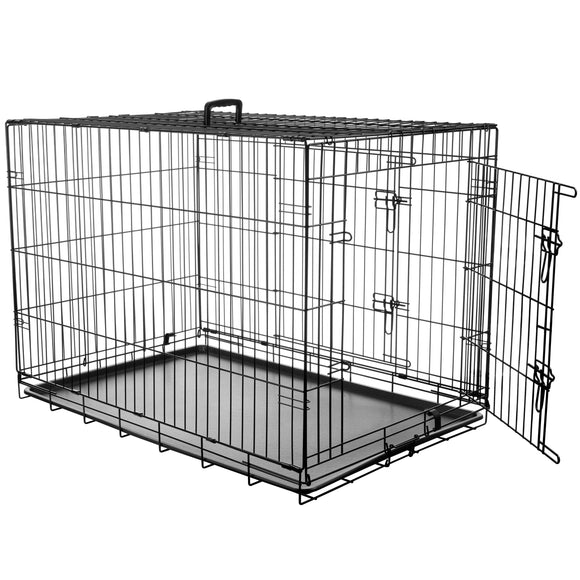 Flamingo Keo Black Metal Dog Cage XL – Sturdy Spacious Crate with Secure Double Doors